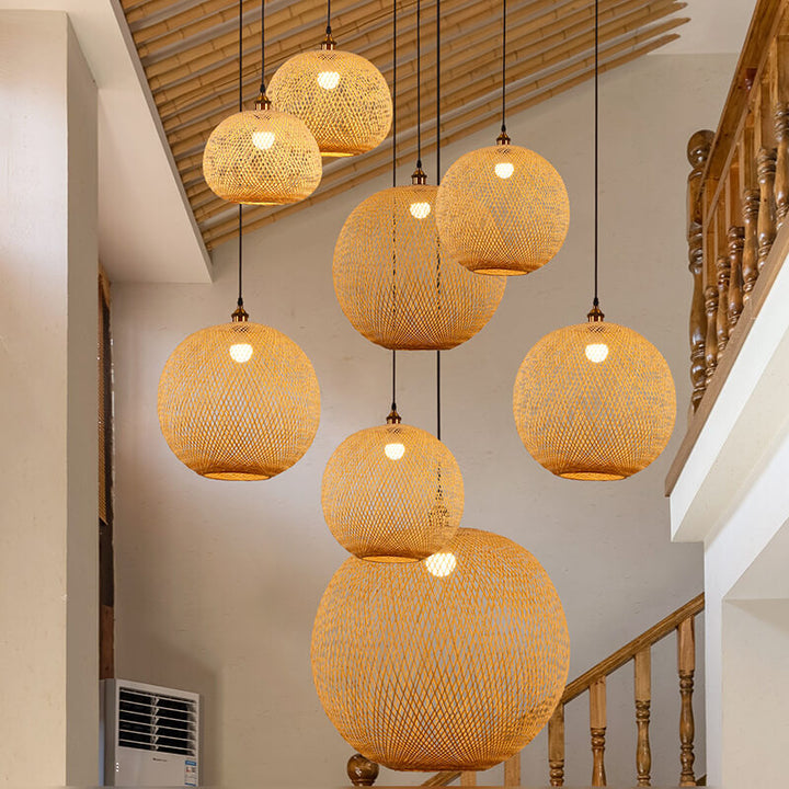 Japanese Bamboo Weaving Pendant Light for Zen Interiors-Orizon Depot
