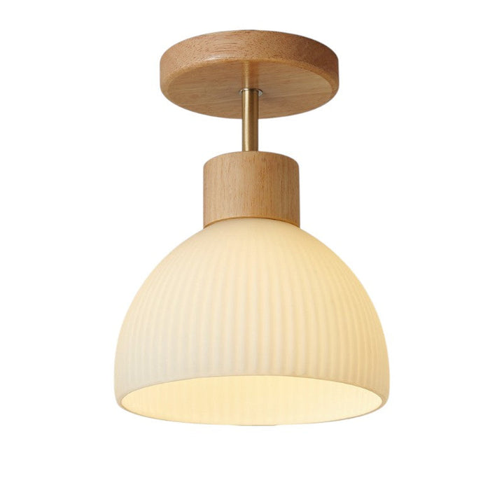 Natural Wood & Glass LED Ceiling Lamp for Modern Home Decor