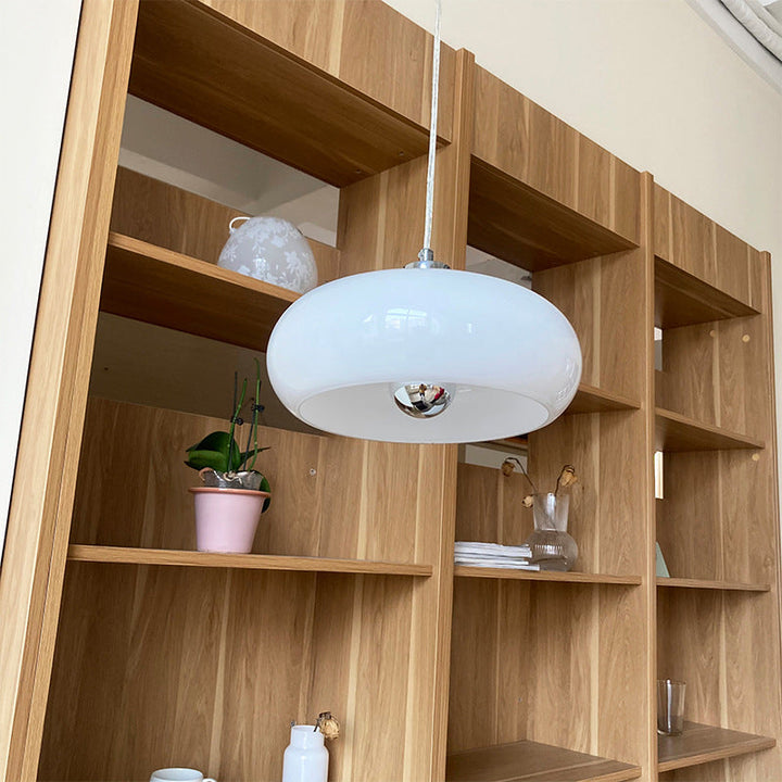 Vintage White/Orange Glass Dome Pendant Light-Orizon Depot