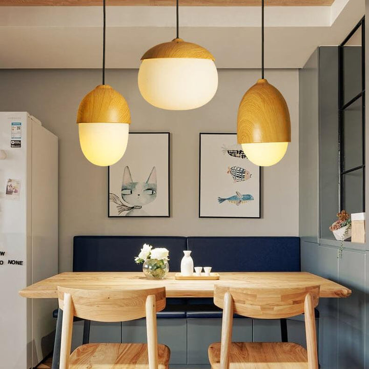 Modern Beige Style Nut 1-Light Globe Pendant Lamp-Orizon Depot