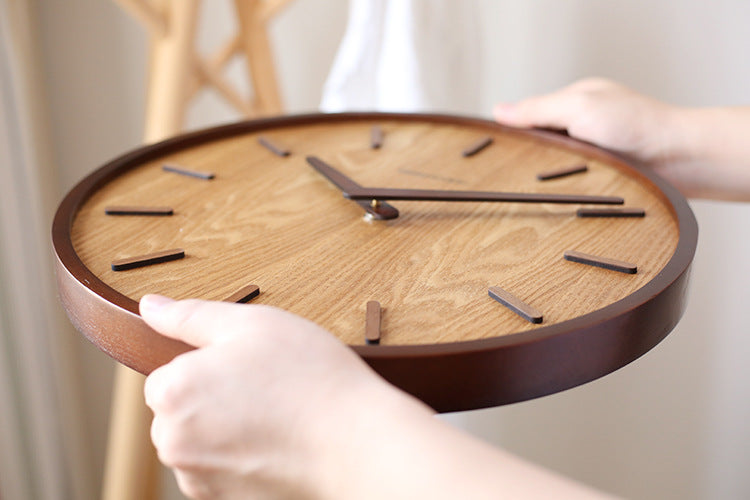 Minimalistic Quiet Wooden Wall Clock - 12 Inch Design-Orizon Depot