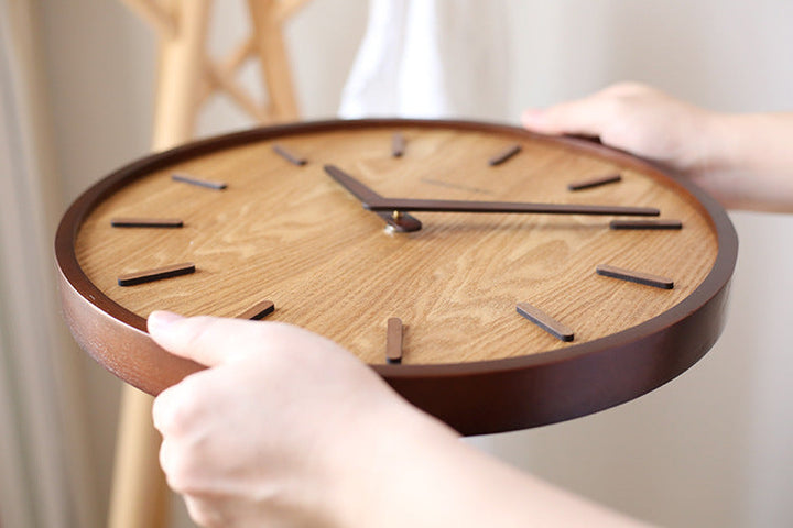 Minimalistic Quiet Wooden Wall Clock - 12 Inch Design-Orizon Depot