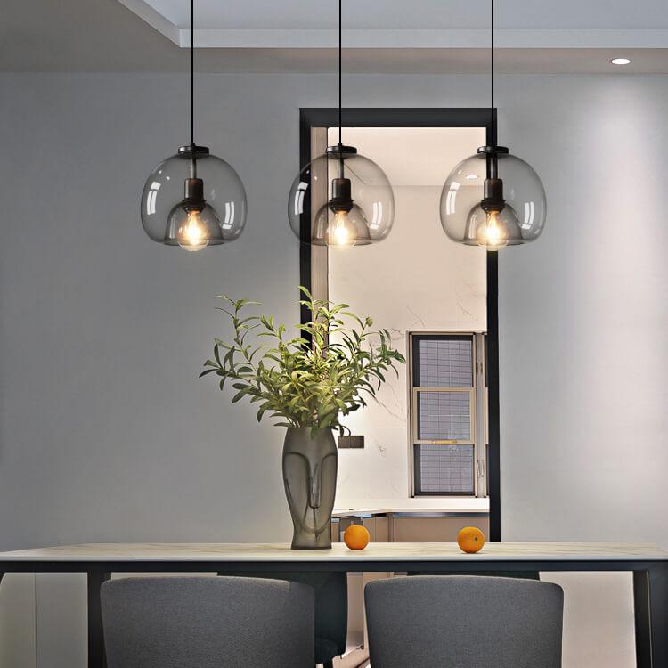 Minimalist Smoke Gray 1-Light Hand-Blown Glass Dome Pendant Lamp-Orizon Depot