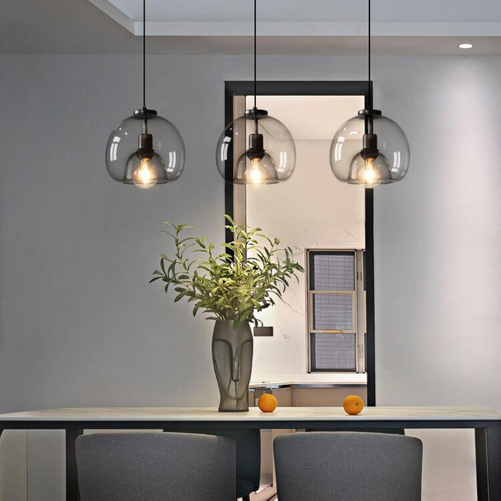 Minimalist Smoke Gray 1-Light Hand-Blown Glass Dome Pendant Lamp-Orizon Depot