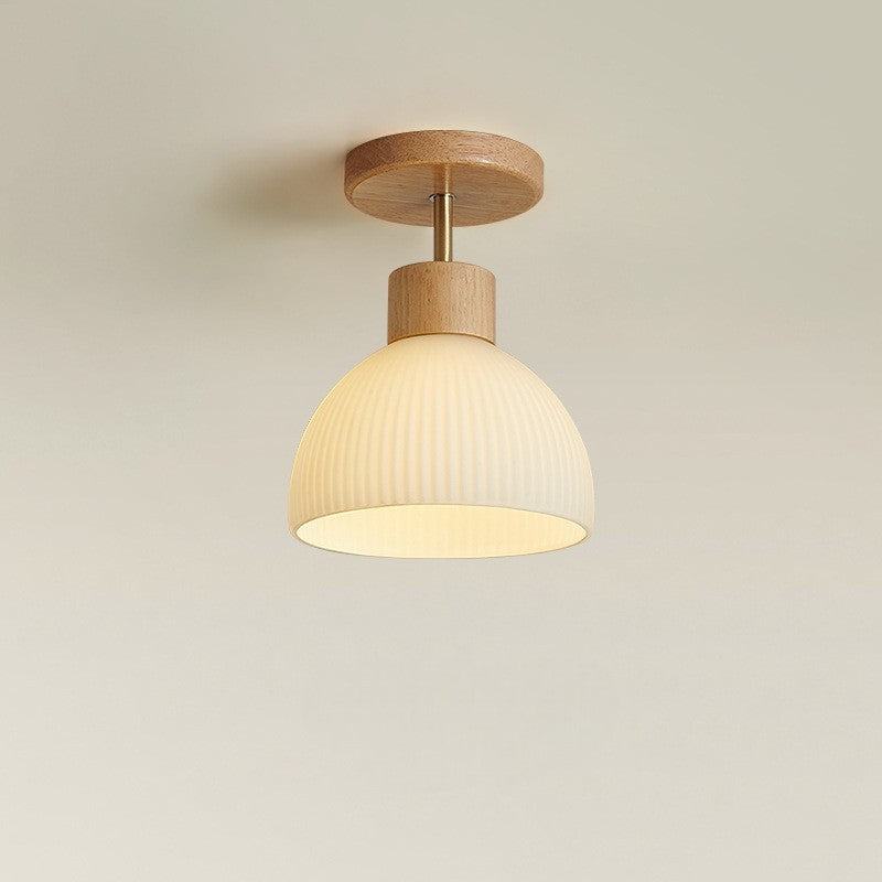 Natural Wood & Glass LED Ceiling Lamp for Modern Home Decor