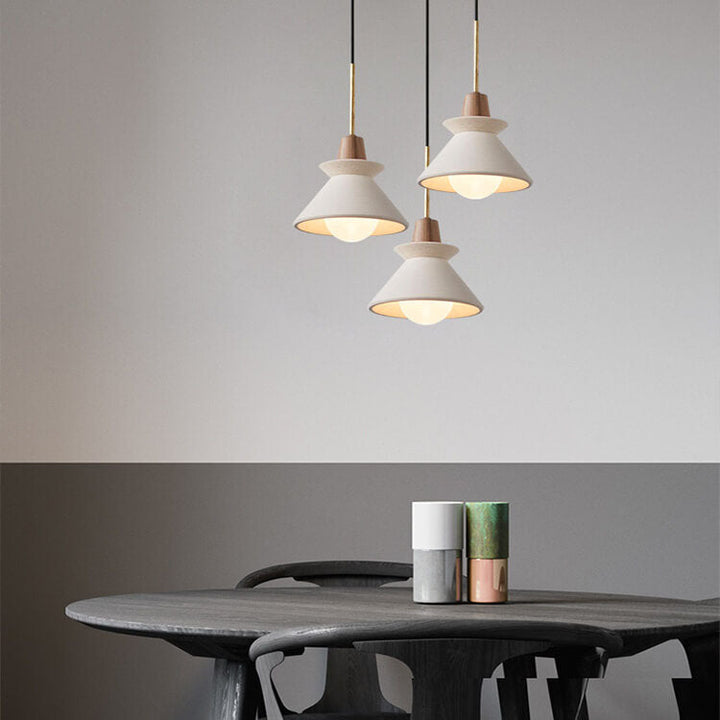 Nordic Minimalist White Cement Tapered Pendant Lamp-Orizon Depot