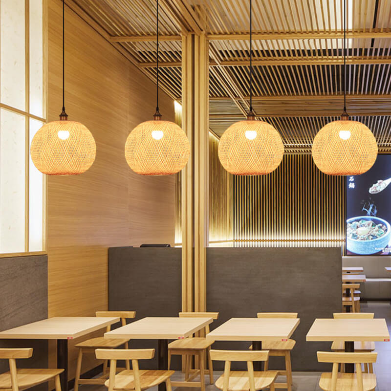 Japanese Bamboo Weaving Pendant Light for Zen Interiors-Orizon Depot