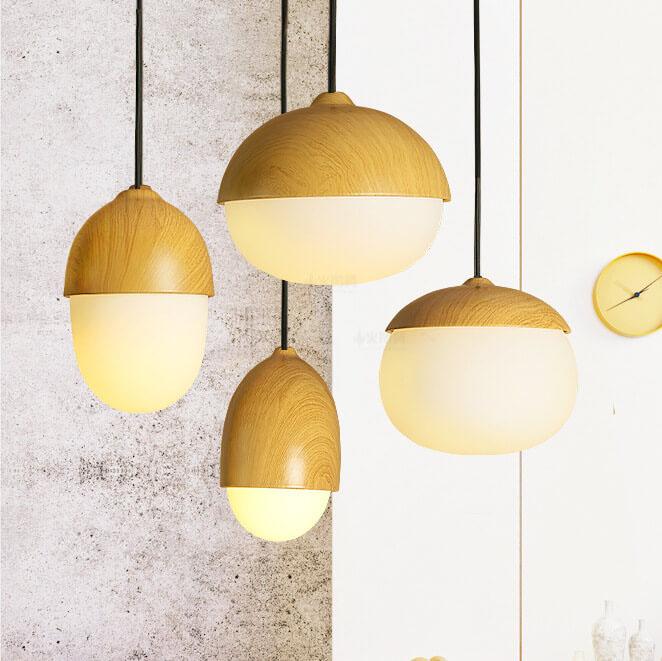 Modern Beige Style Nut 1-Light Globe Pendant Lamp-Orizon Depot