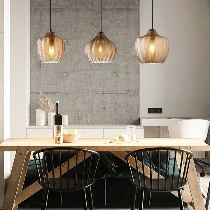 Nordic Wavy Glass Barrel Pendant Lamp-Orizon Depot