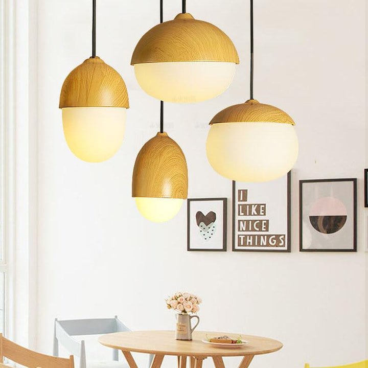 Modern Beige Style Nut 1-Light Globe Pendant Lamp-Orizon Depot