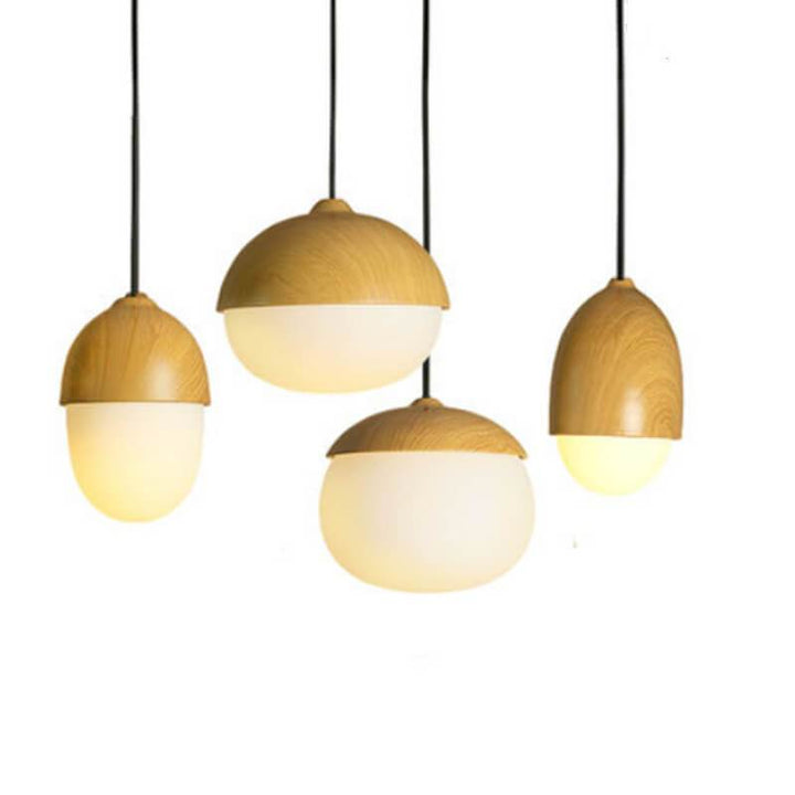 Modern Beige Style Nut 1-Light Globe Pendant Lamp-Orizon Depot