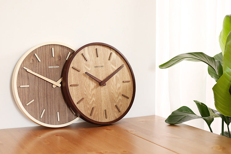 Minimalistic Quiet Wooden Wall Clock - 12 Inch Design-Orizon Depot