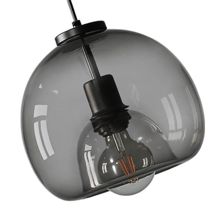 Minimalist Smoke Gray 1-Light Hand-Blown Glass Dome Pendant Lamp-Orizon Depot