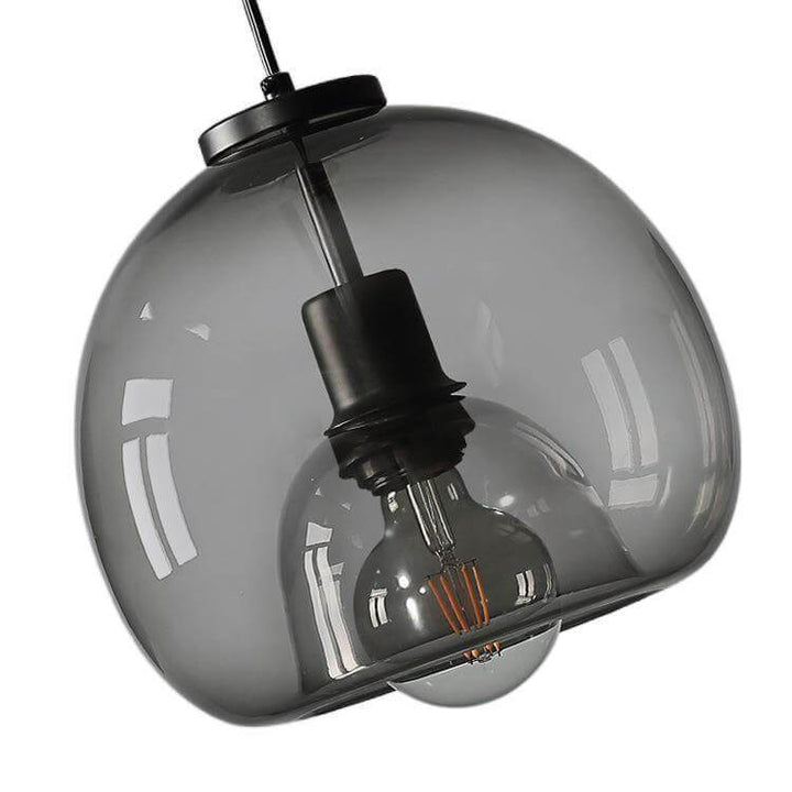 Minimalist Smoke Gray 1-Light Hand-Blown Glass Dome Pendant Lamp-Orizon Depot