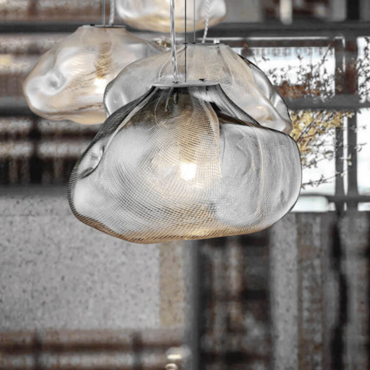Elegant Cloud Form Glass 1-Light Hanging Pendant Lamp