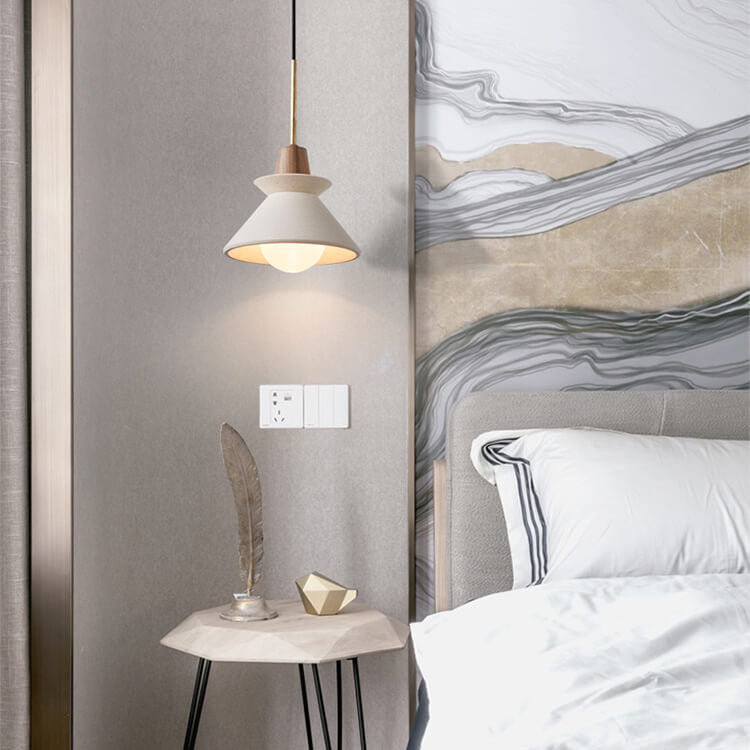 Nordic Minimalist White Cement Tapered Pendant Lamp-Orizon Depot