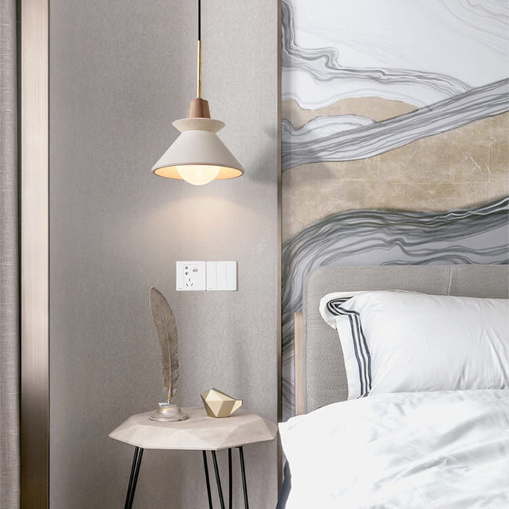 Nordic Minimalist White Cement Tapered Pendant Lamp-Orizon Depot