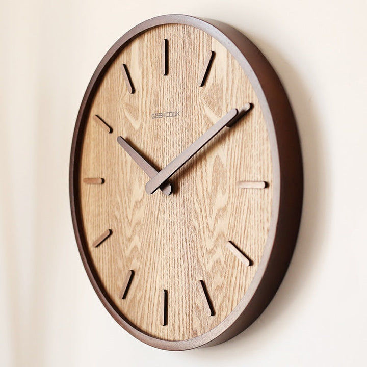 Minimalistic Quiet Wooden Wall Clock - 12 Inch Design-Orizon Depot