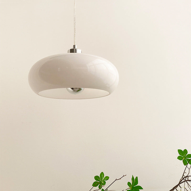 Vintage White/Orange Glass Dome Pendant Light-Orizon Depot