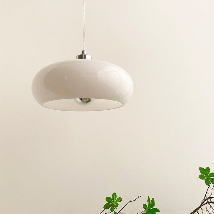 Vintage White/Orange Glass Dome Pendant Light-Orizon Depot