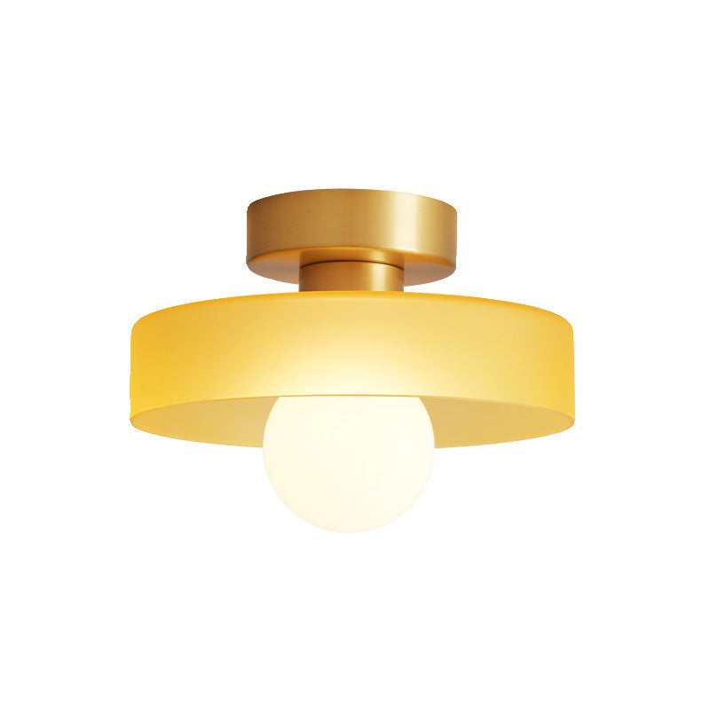 Minimalist Brass and Glass Ceiling Lamp in French Bauhaus Style