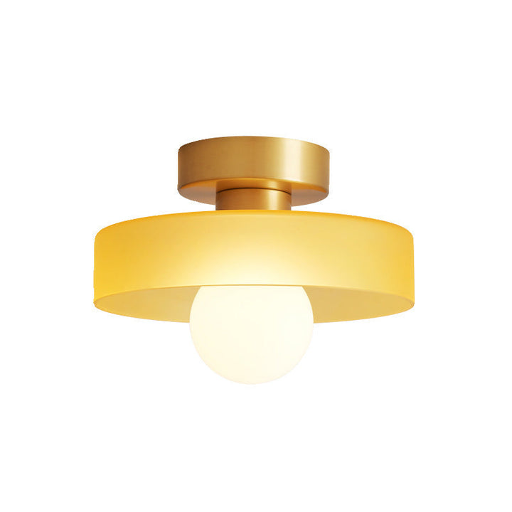 Minimalist Brass and Glass Ceiling Lamp in French Bauhaus Style