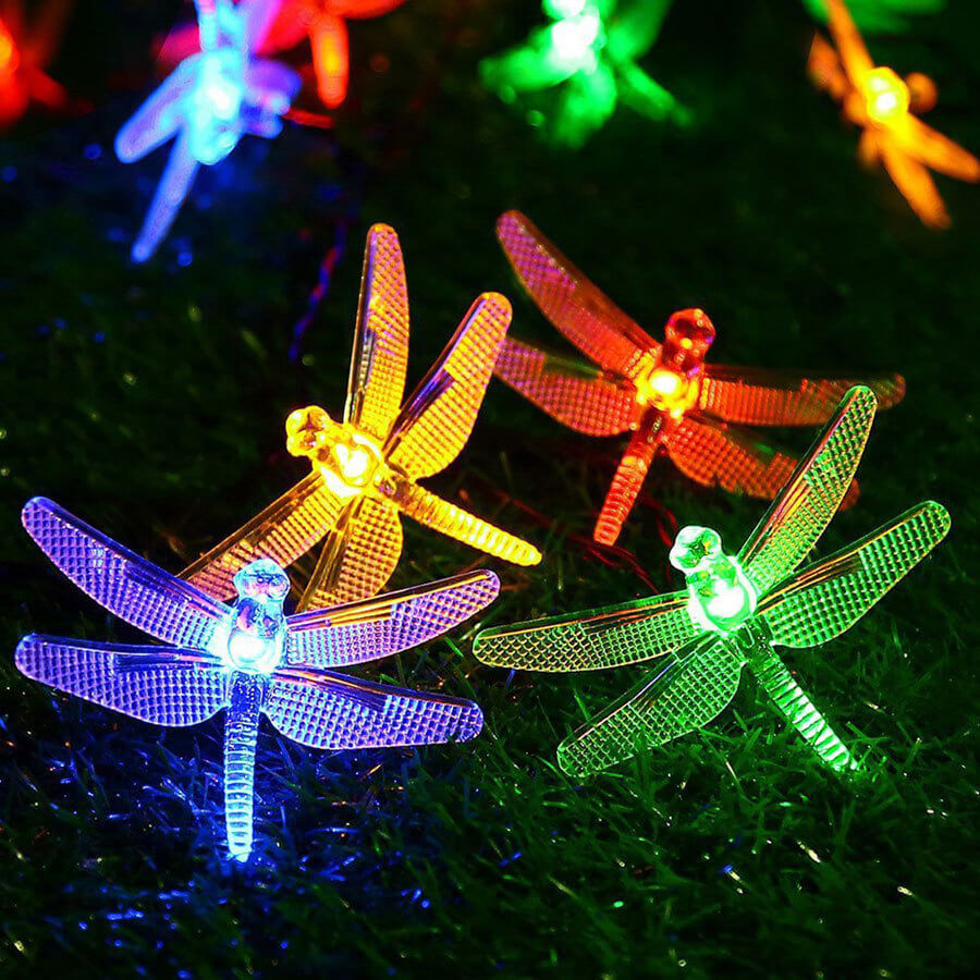 Outdoor Solar Dragonfly Waterproof LED Lights Festival Party Decoration String Lamp-Orizon Depot