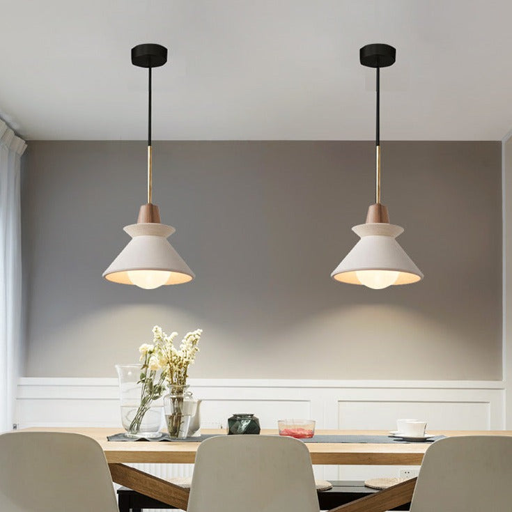 Nordic Minimalist White Cement Tapered Pendant Lamp-Orizon Depot