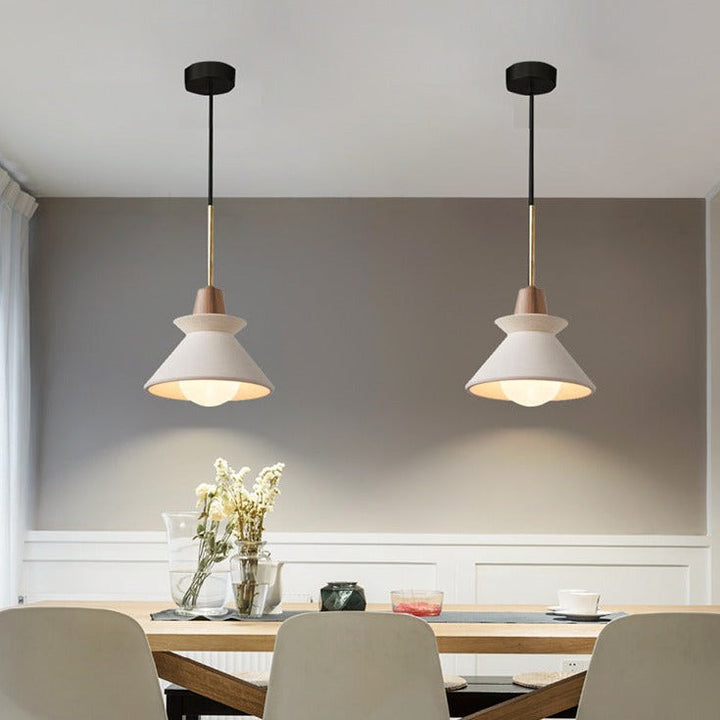 Nordic Minimalist White Cement Tapered Pendant Lamp-Orizon Depot