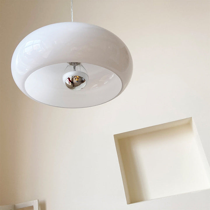 Vintage White/Orange Glass Dome Pendant Light-Orizon Depot