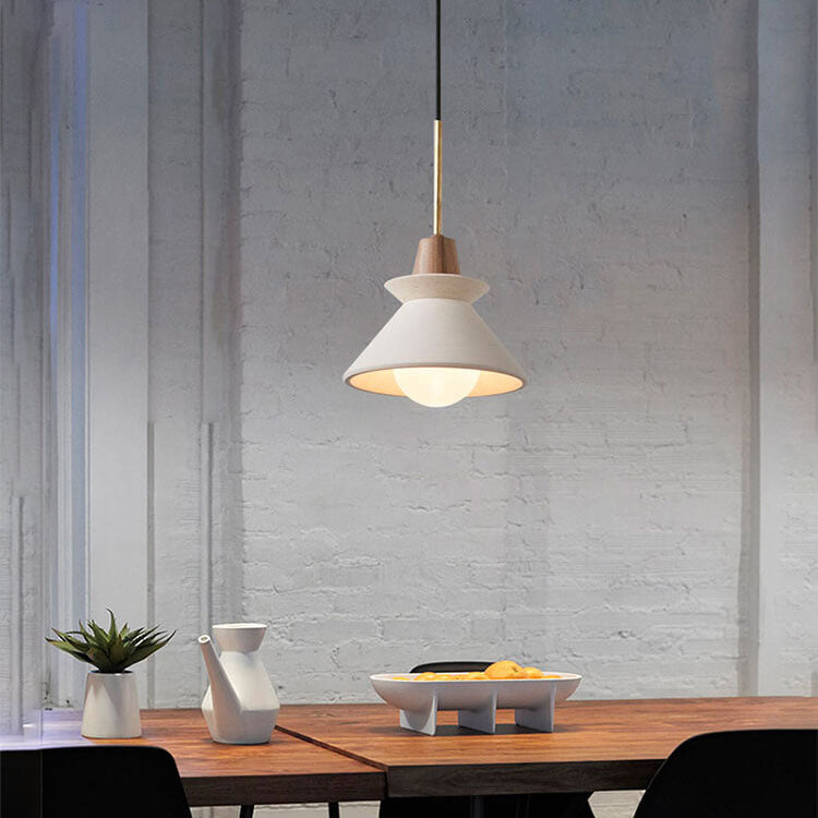 Nordic Minimalist White Cement Tapered Pendant Lamp-Orizon Depot