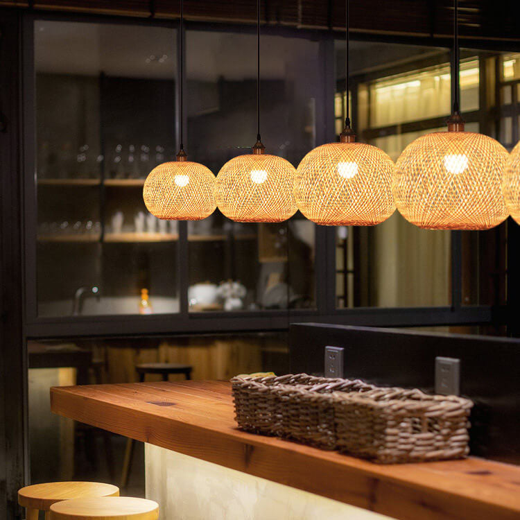 Japanese Bamboo Weaving Pendant Light for Zen Interiors-Orizon Depot