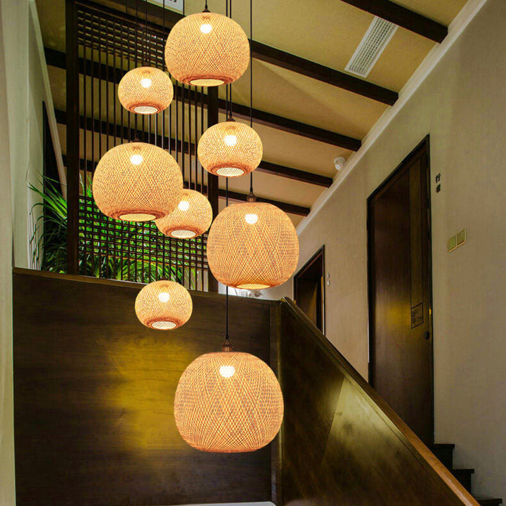 Japanese Bamboo Weaving Pendant Light for Zen Interiors-Orizon Depot