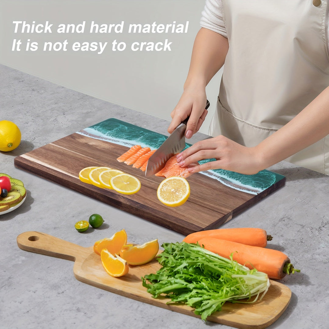 Ocean-Inspired Acacia Wood Cutting Board | Wave-Design Cheese & Serving Board-Orizon Depot