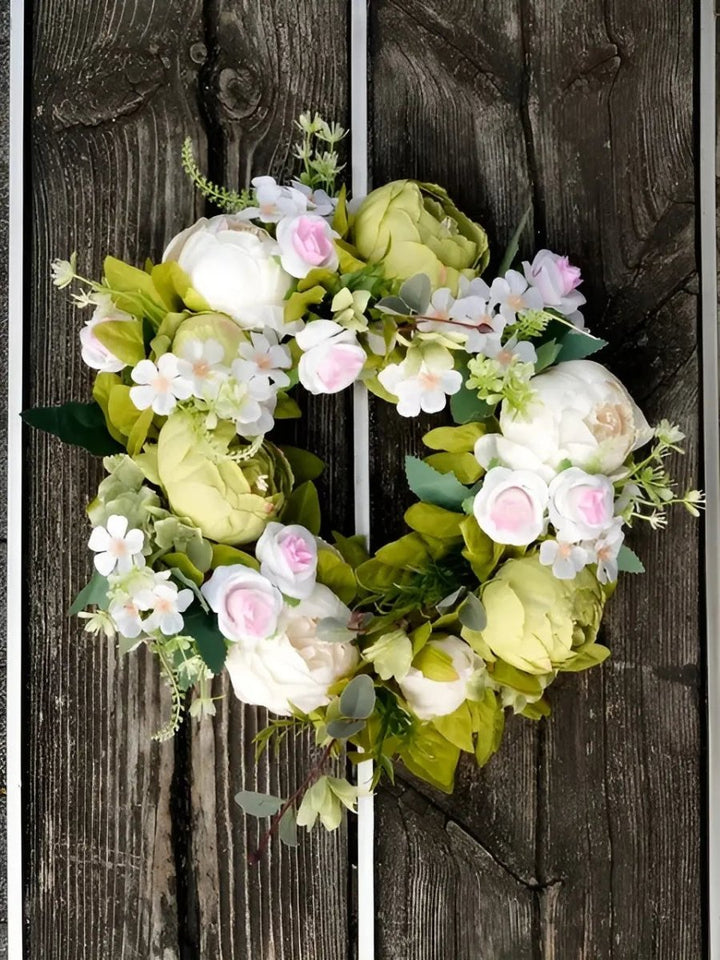 Autumn Wreath - Realistic Peonies for Outdoor Decor-Orizon Depot