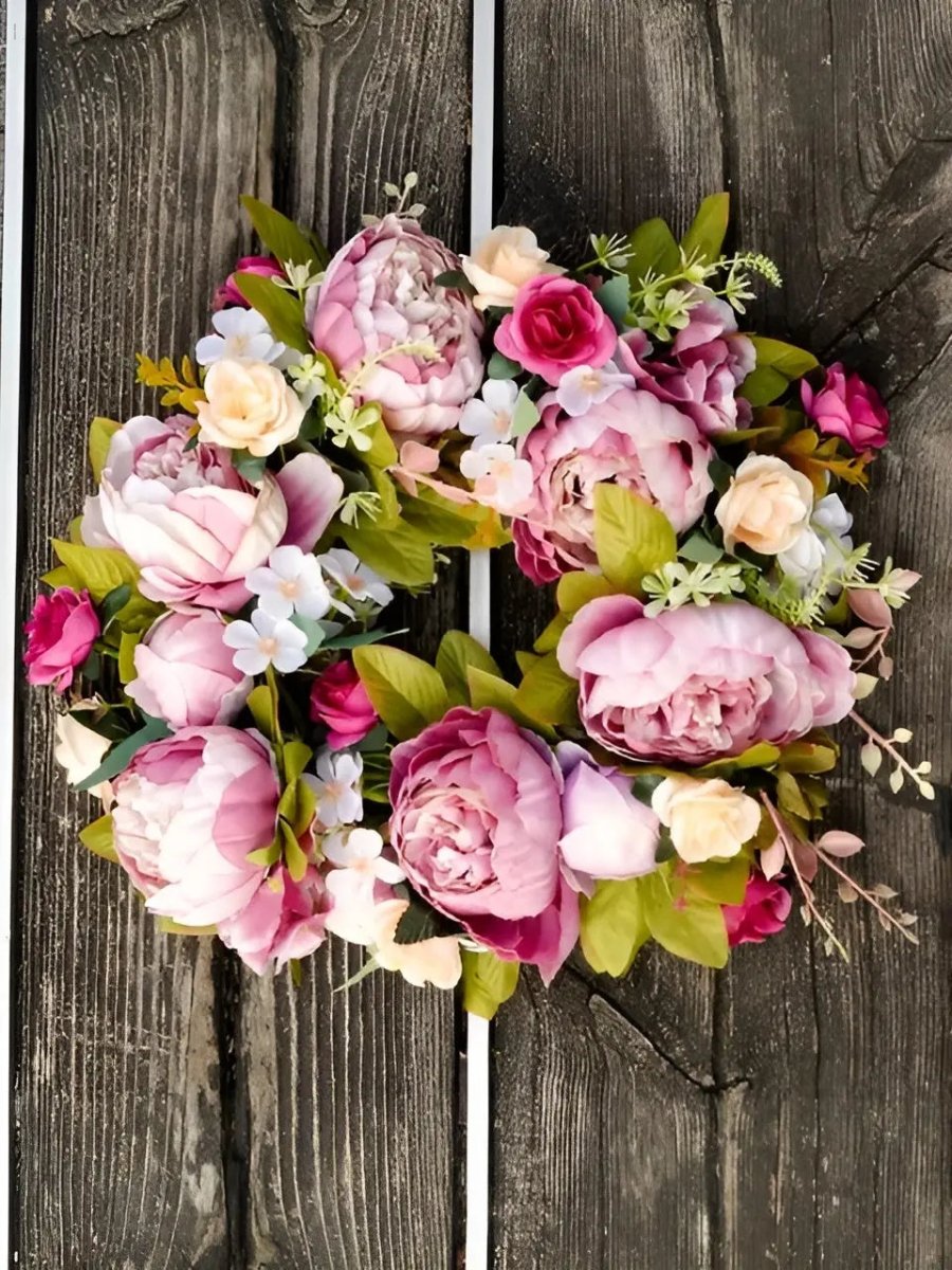 Autumn Wreath - Realistic Peonies for Outdoor Decor-Orizon Depot