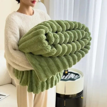 Cozy Striped Plush Blanket for Home Use - Indoor & Outdoor Use