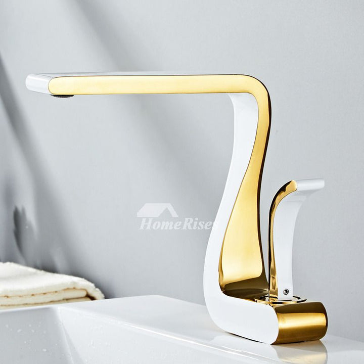 Polished Gold Bathroom Sink Faucet - Single Handle Modern Brass Design-Orizon Depot