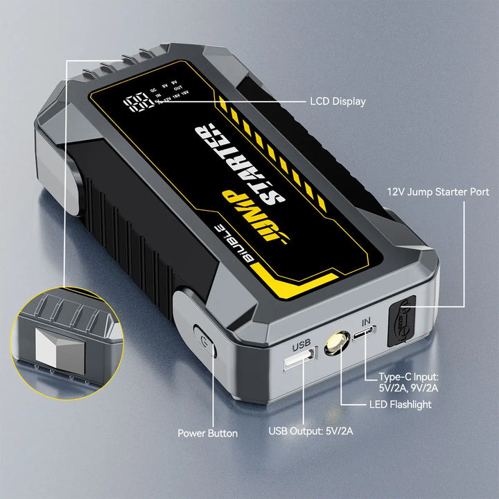Portable 12V Car Jump Starter Power Bank Emergency Charger-Orizon Depot