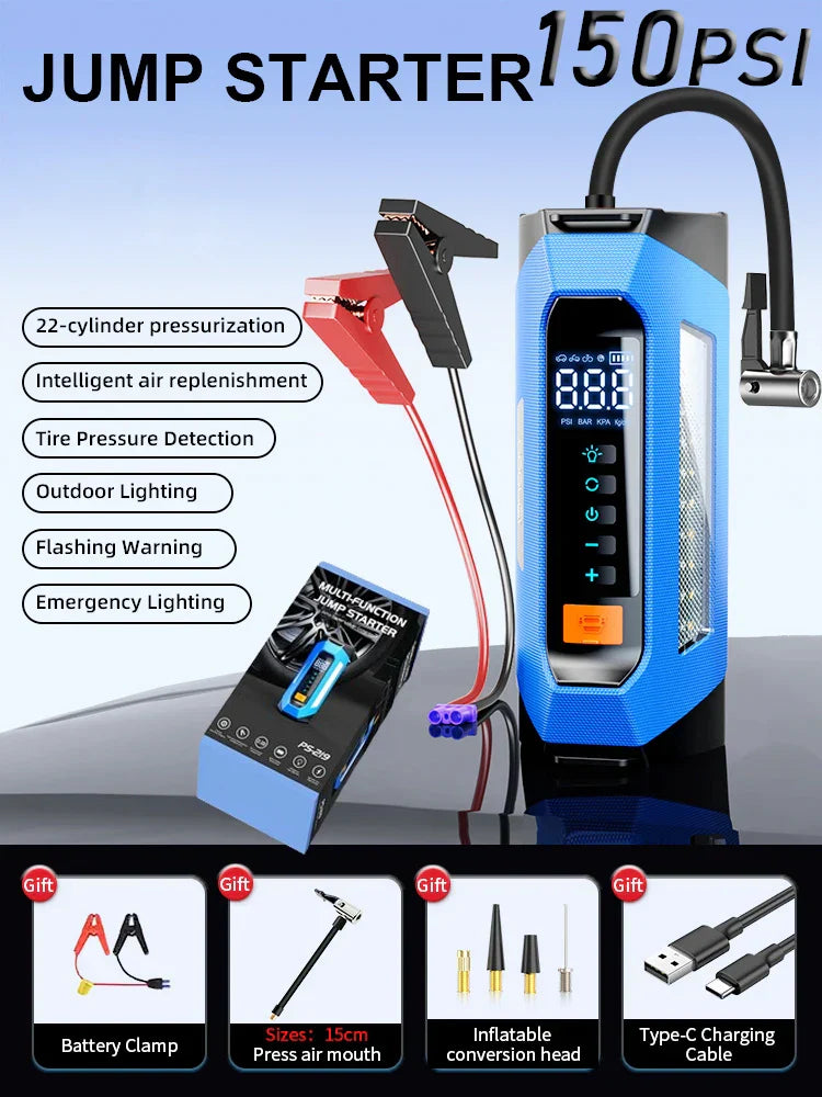 Portable Car Jump Starter Power Bank with Air Compressor 6000A-Orizon Depot