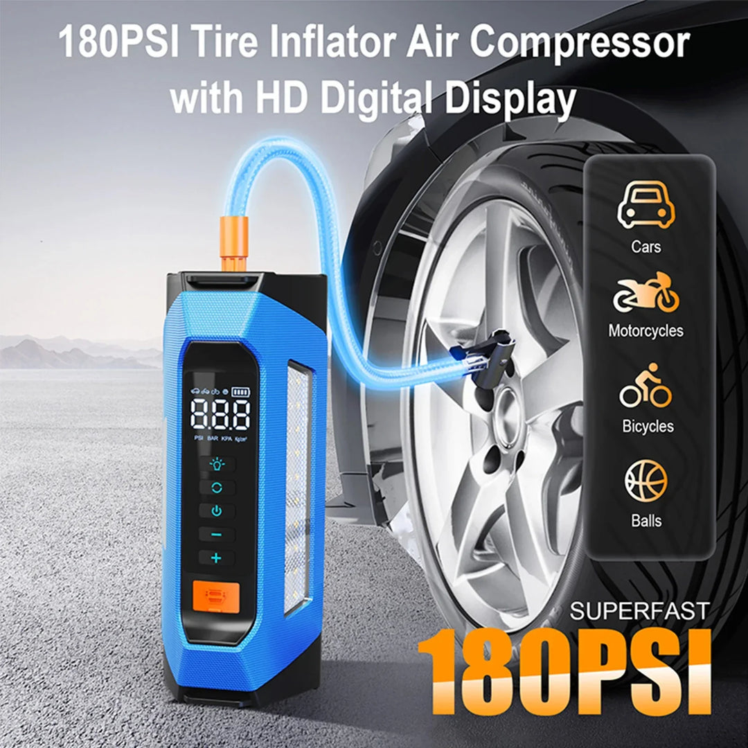 Portable Car Jump Starter Power Bank with Air Compressor 6000A-Orizon Depot