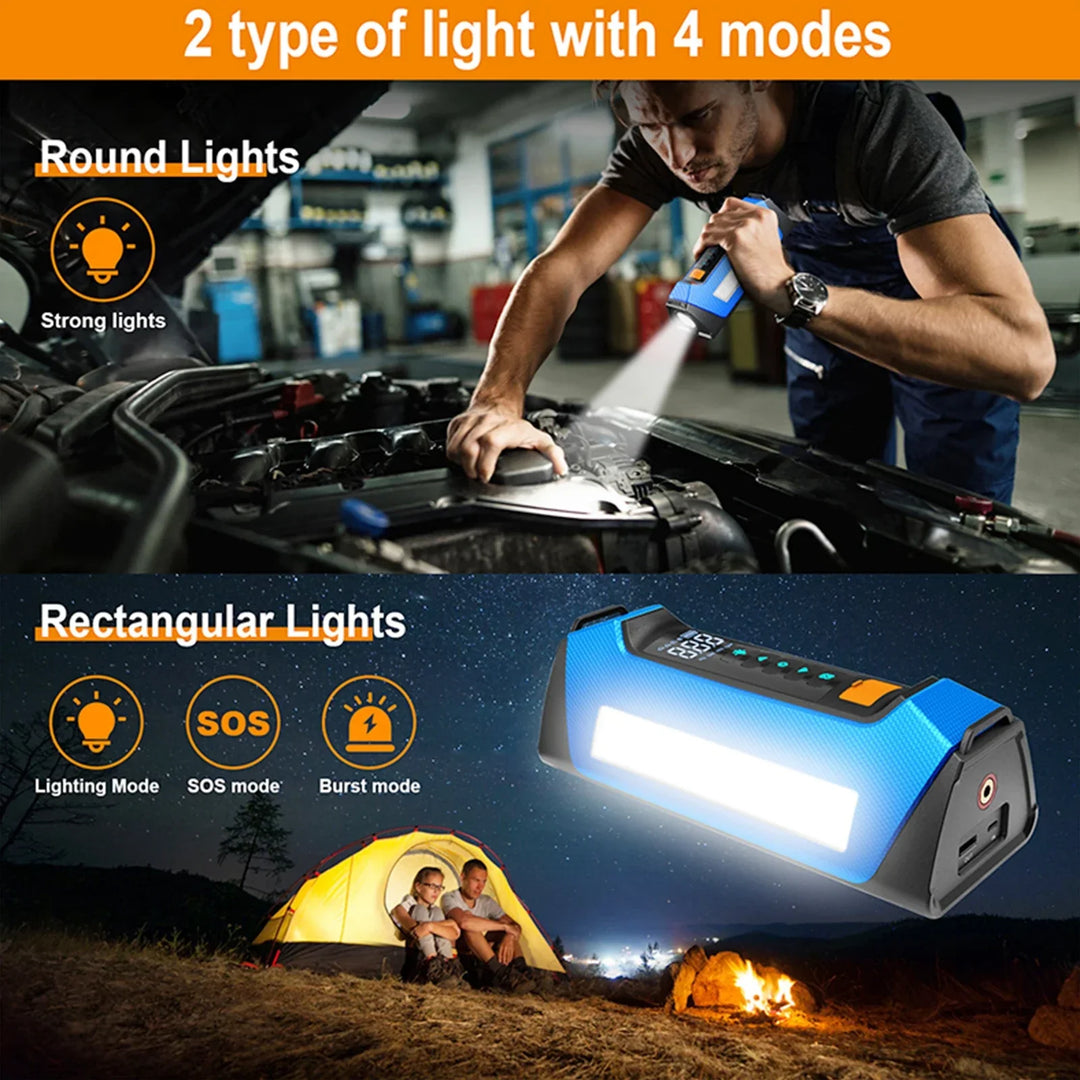 Portable Car Jump Starter Power Bank with Air Compressor 6000A-Orizon Depot