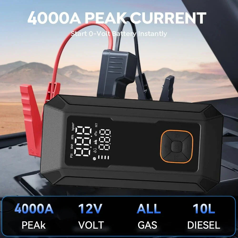 Portable Car Jump Starter with Air Pump, Power Bank & LED Light-Orizon Depot