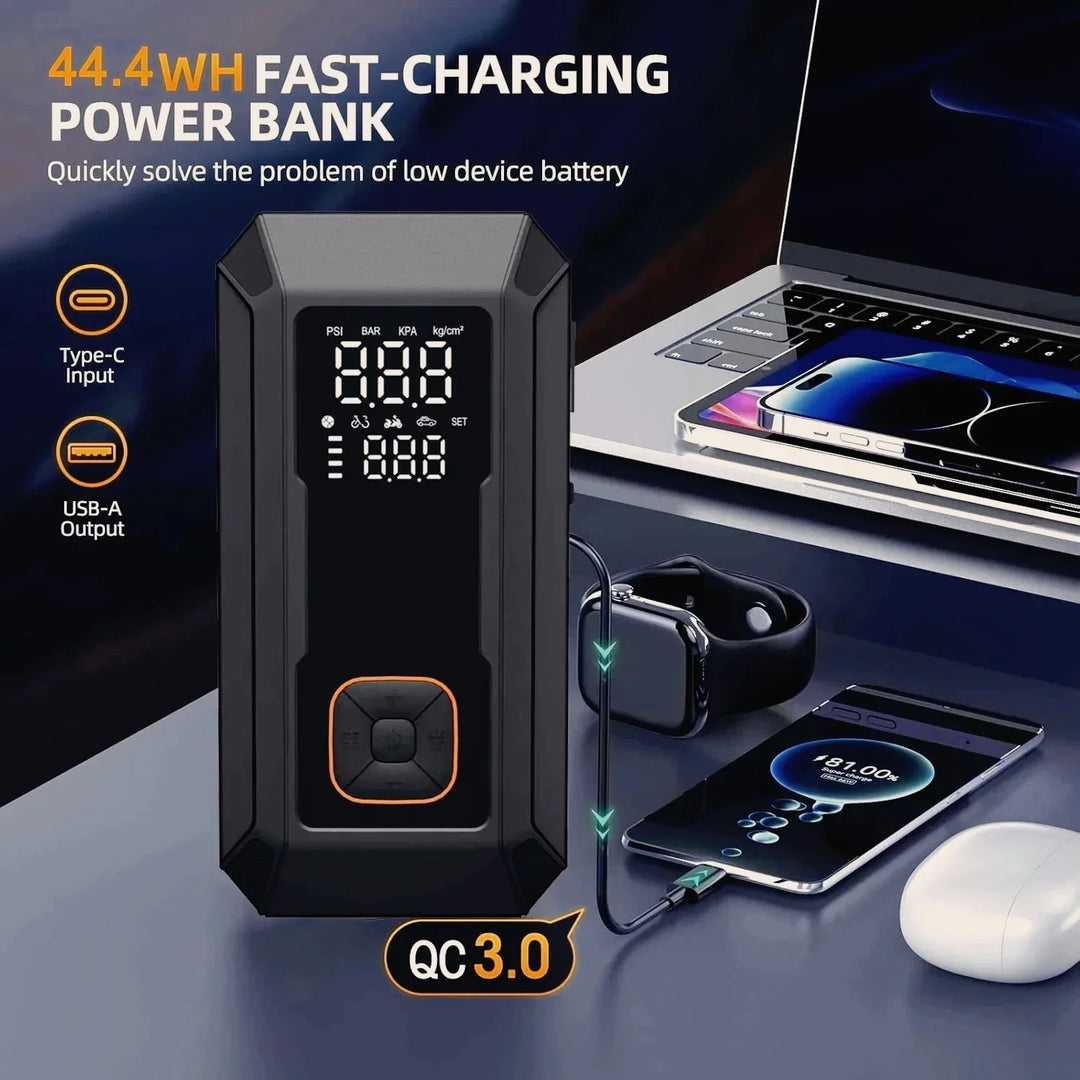 Portable Car Jump Starter with Air Pump, Power Bank & LED Light-Orizon Depot