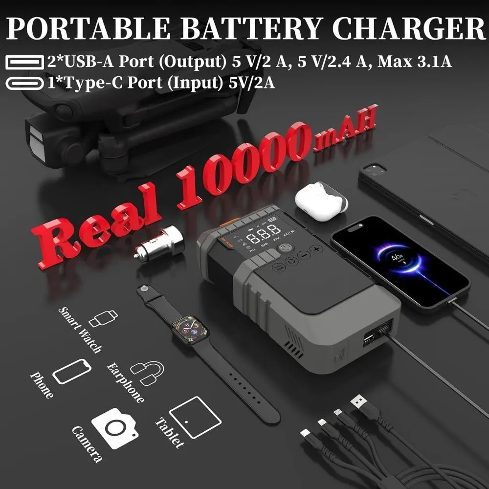 Portable Car Jump Starter with Air Pump and Tire Inflator-Orizon Depot