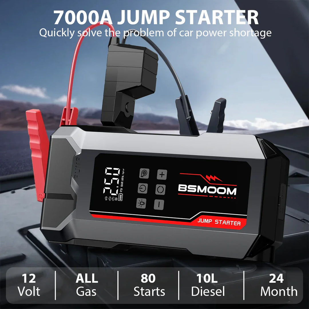 Portable Power Bank Jump Starter with Wireless Tire Inflator-Orizon Depot