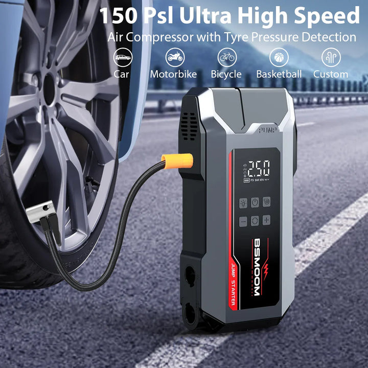 Portable Power Bank Jump Starter with Wireless Tire Inflator-Orizon Depot