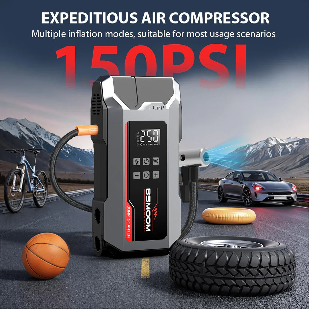 Portable Power Bank Jump Starter with Wireless Tire Inflator-Orizon Depot