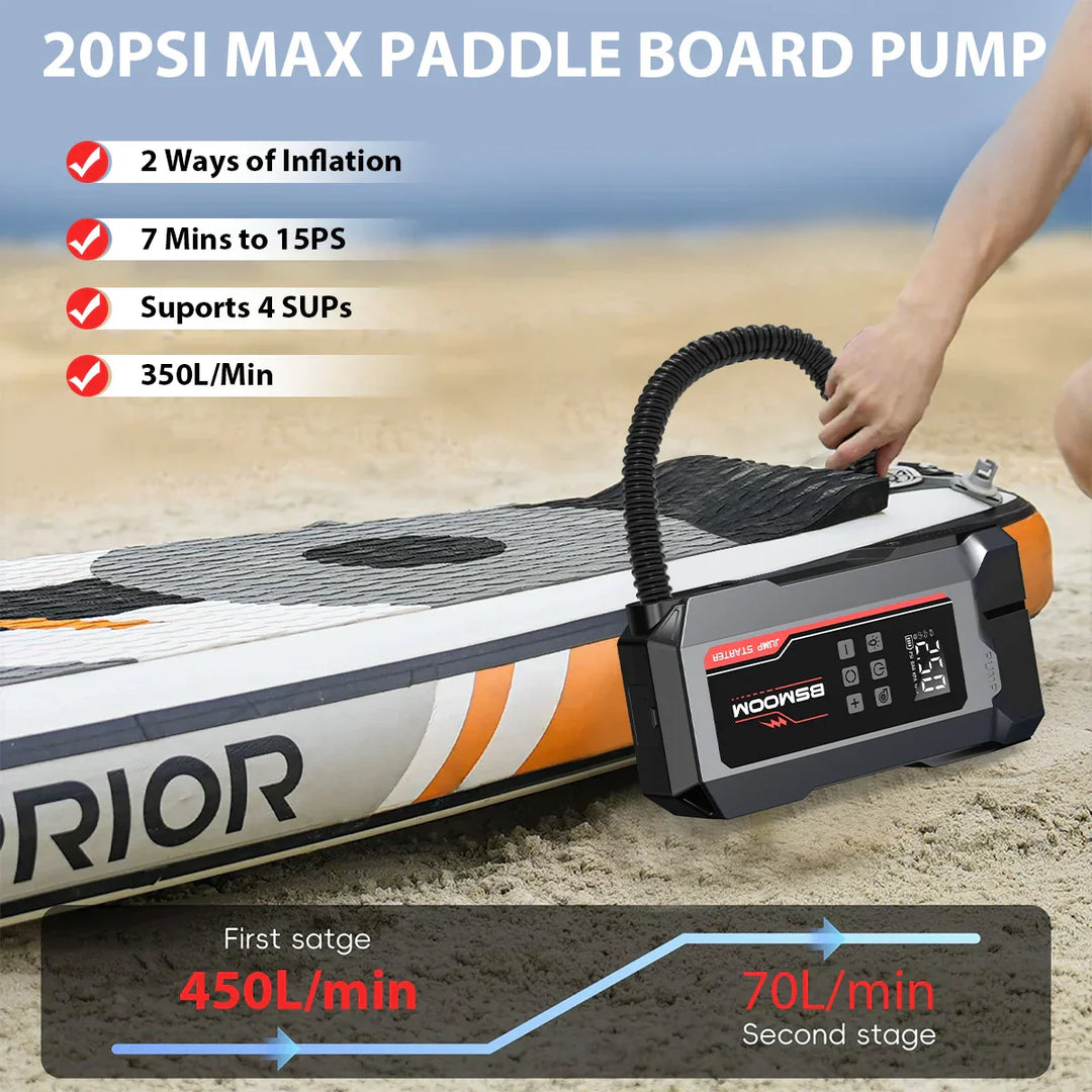 Portable Power Bank Jump Starter with Wireless Tire Inflator-Orizon Depot