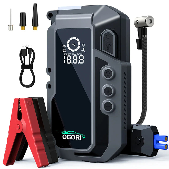 Portable Power Bank Jump Starter with Wireless Tire Inflator-Orizon Depot